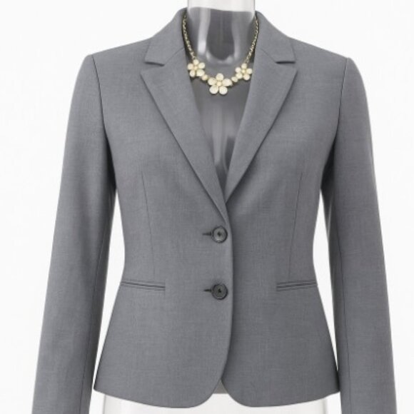 Ann Taylor Women’s Gray Wool Blend Blazer Jacket Size 8 Tailored Workwear - Picture 1 of 7